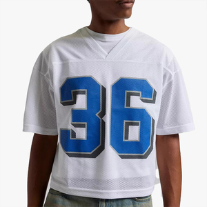 Camiseta vintage de manga corta para hombre con número impreso, estilo deportivo urbano, top holgado con aberturas - Product Image 4