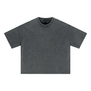 เสื้อยืดสีเทาโอเวอร์ไซส์ผู้ชาย ขายส่ง รับทำโลโก้ เสื้อยืดคอตตอนทรงหลวม สตรีทแวร์ เสื้อผ้า - Product Image 3