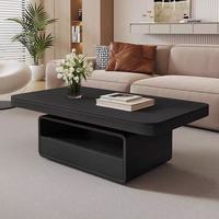 Table basse minimaliste et écologique avec plateau en pierre frittée, structure en bois, emballage plat et montage facile pour appartement