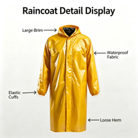 Poncho de pluie réfléchissant en tissu Oxford robuste pour hommes adultes, style coupe-vent une pièce, imperméable de sécurité pour le travail en extérieur