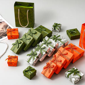 Fiançailles mariage boîte à bijoux papier d'emballage vert <span class=keywords><strong>orange</strong></span> boîte-cadeau personnalisée bijoux collier boucles d'oreilles boîtes - Product Image 3