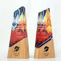 Trophée en bois personnalisé à graver, trophée en verre cristal pour les rencontres sportives, cadeaux