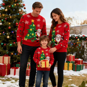 Pulls en viscose pour hommes et femmes, style européen et américain, pour enfants, <span class=keywords><strong>Noël</strong></span>, dessin animé, parent-enfant, automne/hiver - Product Image 2