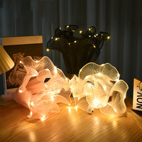 Buket bunga pembungkus kain bahan kertas pembungkus bunga unik mesh dengan lampu LED