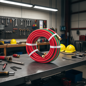 Manguera de oxígeno y acetileno de 1/4 de pulgada, 25 pies, de caucho, 300 PSI, para soldadura y soldadura fuerte - Product Image 2