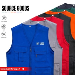Chaleco de trabajo sin mangas de algodón personalizado para hombre con logotipo multibolsillo a prueba de viento para trabajo voluntario de pesca de verano - Product Image 6