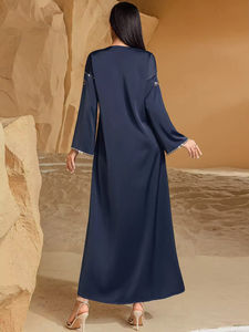Gaun Pesta Panjang Desain Sederhana Romantis Warna Biru Alami Berlian Buatan Tangan dari Arab Saudi, Abaya Mewah Sederhana Sharut 2025 - Product Image 5
