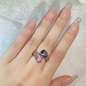 <span class=keywords><strong>Bijoux</strong></span> bohèmes pour femmes, bague vintage et exagéré, géométrique, rose vif, avec Zircon, redimensionnable, <span class=keywords><strong>bijoux</strong></span> de fête, KYRA01623 - Product Image 5