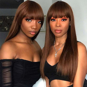 Máy 100% làm rìa sô cô la tóc giả màu nâu, Brazil tóc con người thẳng dệt tóc giả cho phụ nữ, Bán tóc giả tóc tự nhiên với những tiếng nổ - Product Image 5