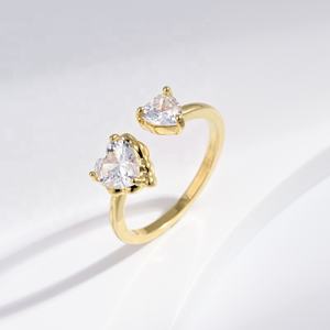 Anillo de promesa doble de plata de ley 925 con diseño de concha, estrella y corazón, ajustable, para mujer, precio de fábrica. - Product Image 1