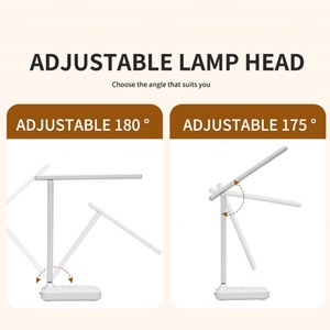 Lampe de bureau pliable moderne à piles, lampe de table sans fil, trois températures de couleur, contrôle tactile, gradation progressive, pour lecture - Product Image 4