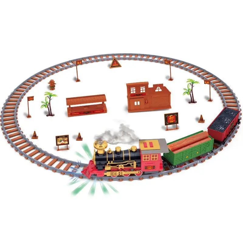 Simulado trilha elétrica retro fumaça vapor trem modelo clássico Railroad speeder brinquedo