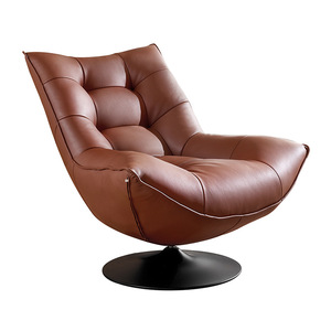 Fauteuil pivotant en cuir italien, fauteuil simple, design moderne, meubles de salon, fauteuil inclinable - Product Image 1