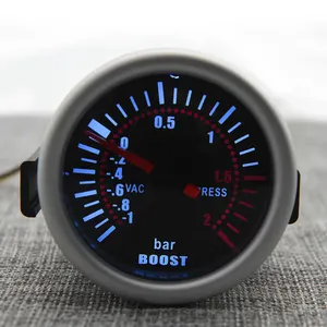 Universal 12V Auto Car 52mm Smoke Len Pointer Boost Gauge -1~0~2 BAR Turbo Boost Meter White LED -30~0~30 PSI Tachometer