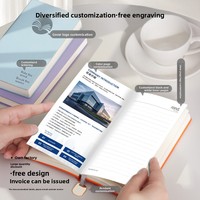 Carnet portable A6 en PU grain litchi, personnalisable avec logo, couverture épaissie, poches, reliure sans fil, design léger
