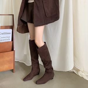 Botas de Nieve Modernas y Versátiles de Media Pantorrilla para Mujer, Otoño Invierno, Forro de Piel, Tacón Alto y Grueso, Fáciles de Poner - Product Image 4