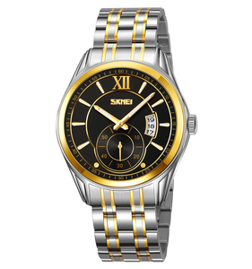 Reloj de Cuarzo para Hombre Skmei 9319, Caja de Aleación, Correa de Acero Inoxidable, Esfera de Cristal, Resistente al Agua 3ATM, Diseño Golden Hour - Product Image 2