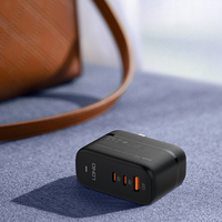 Adaptateur secteur LDNIO Q366 65W GaN avec prise US EU UK, 2 ports USB Type-C, chargeur rapide pour téléphone portable, ordinateur portable, chargeur rapide pour voyage