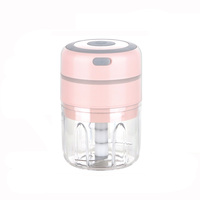 2 Cups Draadloze Knoflook Stamper Voedsel Cutter, Handheld Draagbare Knoflook Mincer Peper Groente Noten Kinderen Voedsel Blender