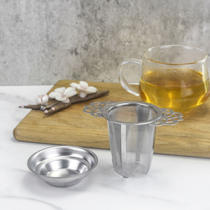 สแตนเลสสตีลชา Infuser ตะกร้า Reusable Fine ตาข่าย<span class=keywords><strong>กรอง</strong></span><span class=keywords><strong>ชา</strong></span>2จับฝาครอบ - Product Image 5