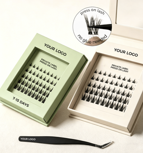 Self <b>Adhesive</b> Handmade Individual <b>Lashes</b> Natural Look Glue Free Reusable Fluffy Natural Soft False Eyelashes Wholesale - Product Image 5