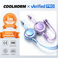 Auto-Ladekabel 6A Einziehbar aus Aluminiumlegierung 2-in-1 Transparent 120W Schnell-Lade-Datenkabel mit Eigenem Logo Perfektes Geschenk