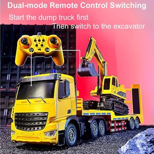 11ch 24.6 \ "chế độ điều khiển kép RC bán xe tải Trailer & máy xúc đồ chơi đặt kim loại điều khiển từ xa kỹ thuật xe hiệu ứng âm thanh - Product Image 2