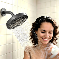 Bras de douche mural 10 pouces gris anthracite brossé, avec bride et une seule sortie d'eau, effet pluie, en acier inoxydable 304, moderne, pour toilettes et hôtels