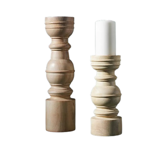 Bougeoir en bois pour la maison ensemble de deux chandeliers en bois pour décor de noël hôtel et décor à la maison décoratif de table - Product Image 1