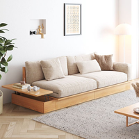 Canapé en bois massif, canapé-lit pliable 2 en 1 de style wabi-sabi pour salon, télescopique et multifonctionnel