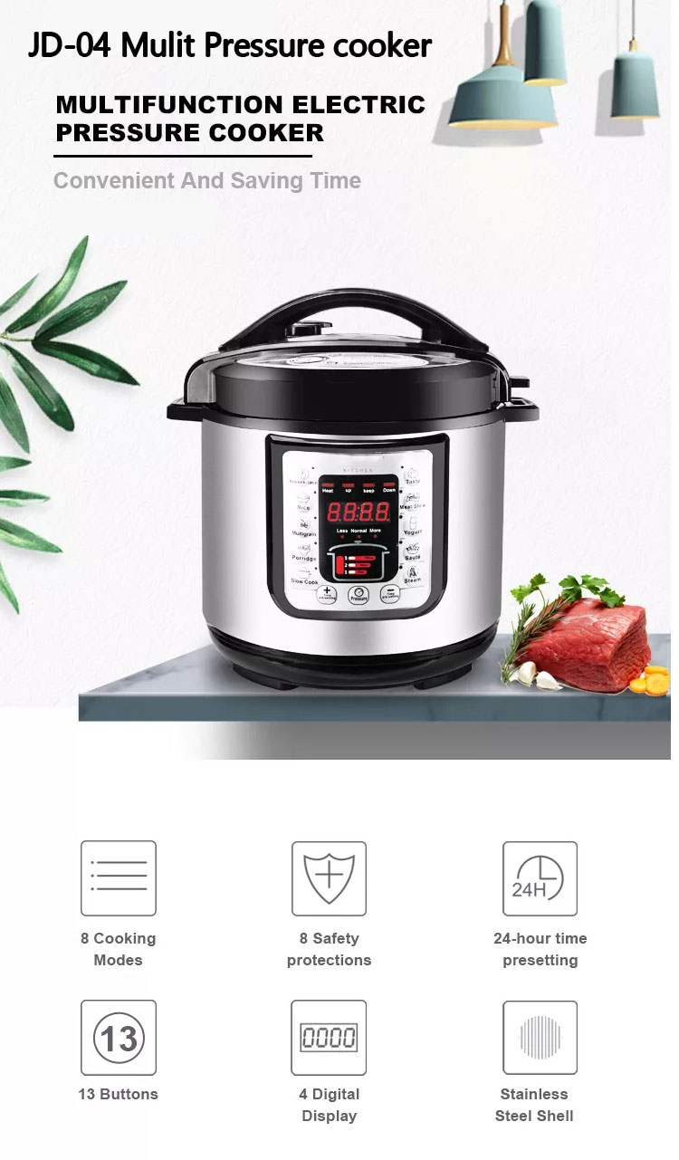D04 All in 1 Electric Multi-purpose Pressure Cooker 5L to 12L Oem Big Size Hotel Restaurant Multi Middle East Pressure Cooker