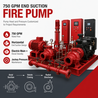 Ensemble de pompe à incendie électrique diesel à aspiration axiale de 750 GPM avec pompe jockey