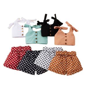 Camisetas sin mangas para bebés y pantalones cortos con estampado de corazones, conjuntos de ropa de verano para niñas, ropa de dos piezas para niños pequeños - Product Image 1