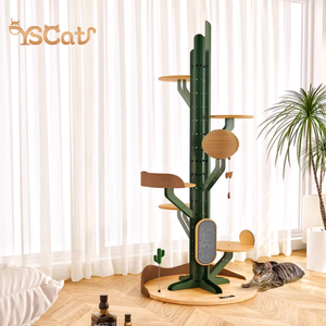 Thiết Kế Sang Trọng Mèo Tháp Nhiều Lớp Gỗ Hiện Đại Thép Lớn Pet Dệt Mèo Cây Cho Phòng Khách Mô Hình Rắn Cho Căn Hộ - Product Image 1