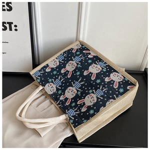 Lindo bolso de lino de conejito de Pascua 2025 nuevo bolso de mano de dibujos animados Retro de gran capacidad bolso de mano de moda para mujer - Product Image 2