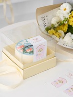Boîte à gâteau rigide transparente recyclable de 4 pouces et 6 pouces avec poignée, pour la pâtisserie, les anniversaires, la crème, la mousse, les desserts, emballage portable, laminage mat, gaufrage