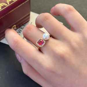 Thanh Lịch Tính Khí Của <span class=keywords><strong>Ruby</strong></span> Vòng Với 7-8Mm Tự Nhiên Màu Trắng Nước Ngọt Bánh Mì Ngọc Trai Vòng Trang Sức Cho Cô Gái - Product Image 1