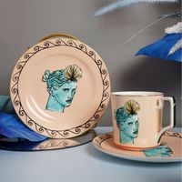 Assiettes en Porcelaine Fine Poseidon Mythologie Grecque, Design Cartoon, Assiettes à Steak et Dessert en Céramique Écologiques