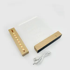 Holz sockel mit LED-Licht und Acryl Holz LED-Display Basis für Acryl Licht platte LED Holz Licht Display Acryl