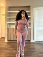 Ensemble d'entraînement de yoga pour femmes personnalisées, tenues deux pièces moulantes, veste zippée, pantalon leggings évasé skinny, vêtements pour femmes et filles
