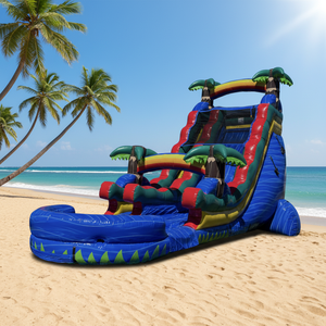 Tobogán Acuático Inflable Gigante Tropical <span class=keywords><strong>de</strong></span> Doble Carril <span class=keywords><strong>con</strong></span> <span class=keywords><strong>Piscina</strong></span> <span class=keywords><strong>de</strong></span> Chapoteo, Equipo <span class=keywords><strong>de</strong></span> Juego Acuático para Exteriores <span class=keywords><strong>de</strong></span> Verano para Adultos y Niños - Product Image 1