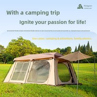 Tente de camping extérieure extra-large, portable, de type Ridge, prête à l'emploi, imperméable, multifonctionnelle, à montage rapide, en tissu Oxford, pour quatre personnes