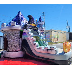 Outdoor wet or dry dual lane combo bouncer commercial <b>inflatable</b> wizard bounce <b>house</b> with water slide - Product Image 4