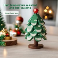 Sous-verre en bois massif en forme de sapin de Noël, dessous de plat isolant résistant à la chaleur, décoration de table de cuisine pour les fêtes, forme irrégulière
