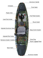 Nouveau kayak de pêche 10 pieds avec pédalier à pédale unique, canoë de pêche sit-on-top