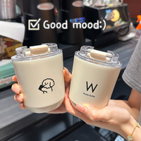 Nouveau gobelet isotherme en acier inoxydable à double paroi personnalisé, tasse à café et à thé avec couvercle au design classique pour les filles, voyage, voiture
