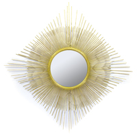 Meilleures ventes - Miroir mural décoratif pour salon et salle de bain, forme soleil, cadre en métal argenté moderne