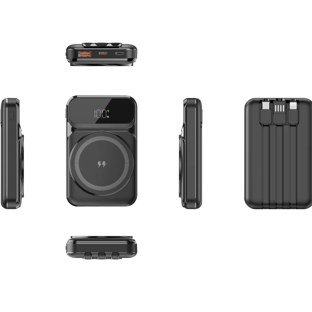 Newly Design Fast Charging PD 22.5W 3 in 1 Built in Cable Magnetic Wireless Charging Power Bank