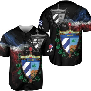 Camiseta de Béisbol de Cuba con Estampado por Transferencia Térmica, Camiseta con la Bandera de Cuba, Camiseta Cubana para Hombre y Mujer, de Manga Corta, que Absorbe la Humedad - Product Image 1