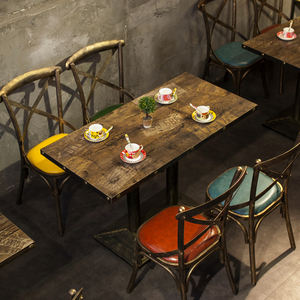 Venta caliente American Industrial Vintage Style Restaurant Coffee Table Fast Food Metal Cross Back Sillas <span class=keywords><strong>de</strong></span> comedor y juegos <span class=keywords><strong>de</strong></span> <span class=keywords><strong>mesa</strong></span> - Product Image 2